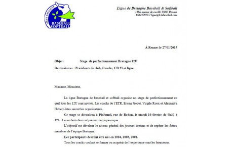 Stage de la Ligue en février 2015